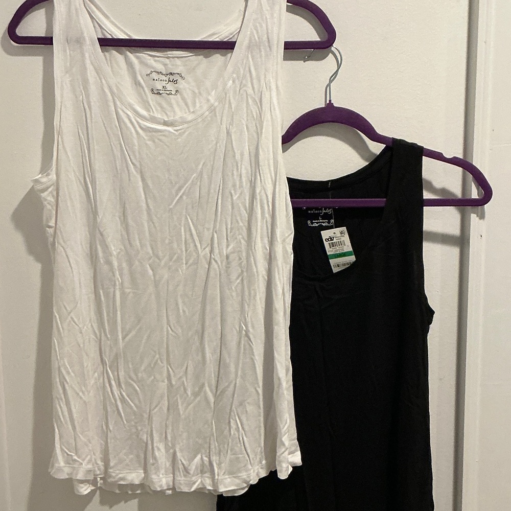 Women's White and Black Tank Tops